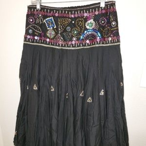 Hand-beaded black skirt